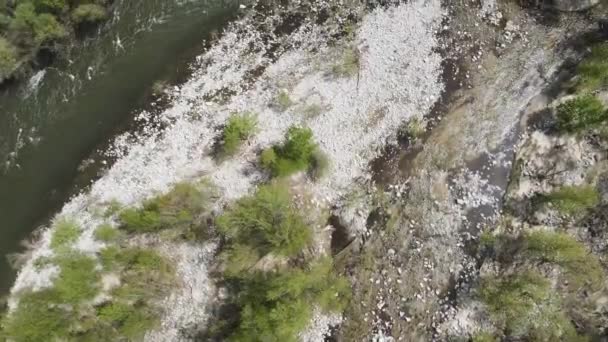 Luchtfoto Van Struma Rivier Die Door Kresna Kloof Stroomt Bulgarije — Stockvideo