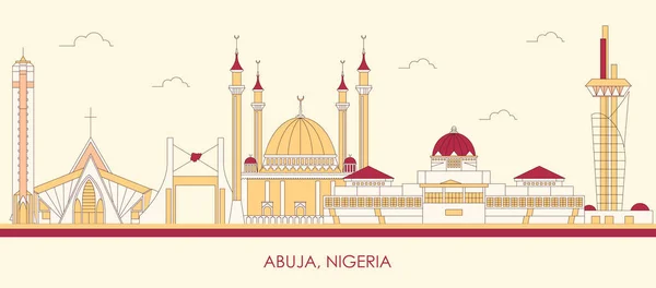 Desenhos Animados Skyline Panorama Cidade Abuja Nigéria Ilustração Vetorial —  Vetores de Stock