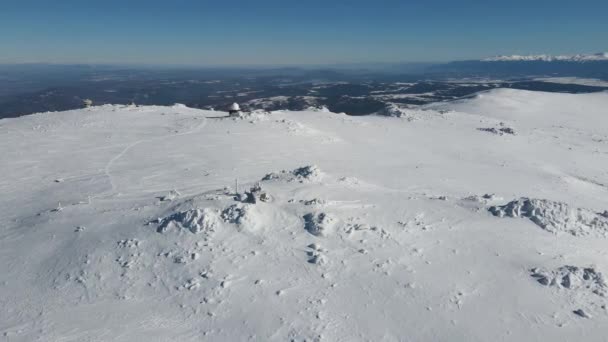 Vista Aérea Invierno Montaña Vitosha Cerca Del Pico Cherni Vrah — Vídeos de Stock