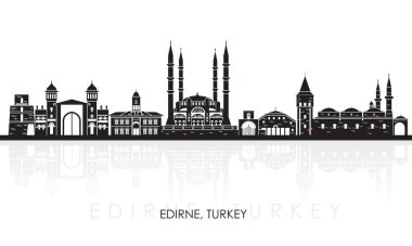 Türkiye 'nin Edirne kentinin siluet Skyline panoraması - vektör illüstrasyonu