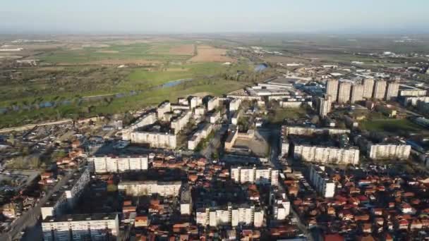 Sunset Vista Aérea Del Barrio Del Gueto Stolipinovo Ciudad Plovdiv — Vídeos de Stock