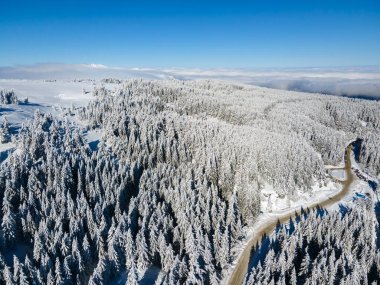 Bulgaristan 'ın Sofya Şehir Bölgesi, Vitosha Dağı' nın Hava Kış Manzarası