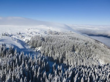 Bulgaristan 'ın Sofya Şehir Bölgesi, Vitosha Dağı' nın Hava Kış Manzarası