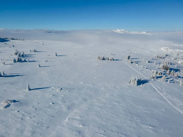 Vista Aérea Invierno Montaña Vitosha Región Ciudad Sofía Bulgaria —  Fotos de Stock