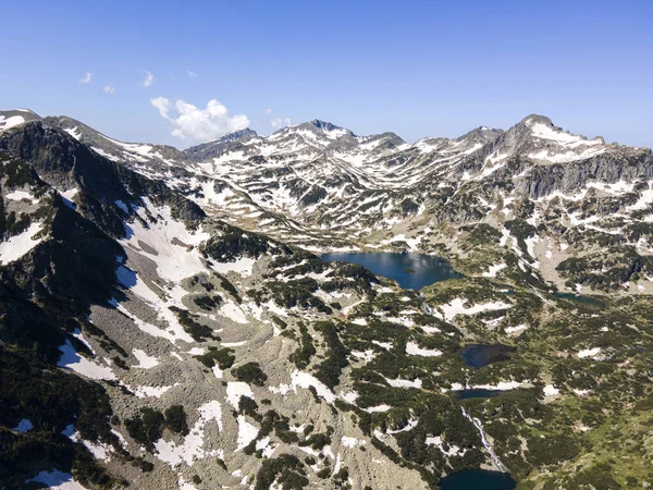 Vista Aérea Incrível Montanha Pirin Perto Lagos Kremenski Bulgária — Fotografia de Stock