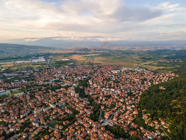Καταπληκτική Αεροφωτογραφία Της Πόλης Petrich Περιοχή Blagoevgrad Βουλγαρία — Φωτογραφία Αρχείου