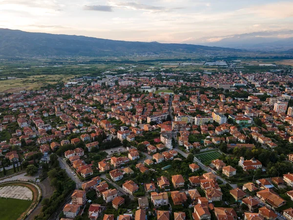 Amazing Aerial Sunset Kilátás Város Petrich Blagoevgrad Régió Bulgária — Stock Fotó