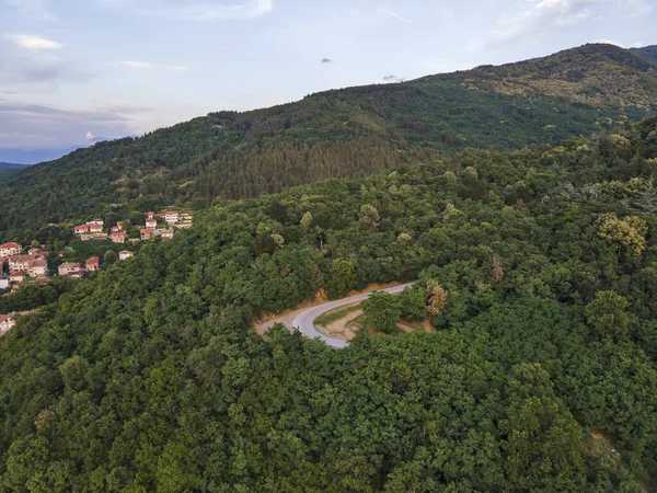 Incrível Vista Aérea Pôr Sol Cidade Petrich Região Blagoevgrad Bulgária — Fotografia de Stock