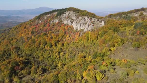 Bulgaristan Pernik Bölgesi Kamenititsa Zirvesi Yakınlarındaki Erul Dağının Şaşırtıcı Sonbahar — Stok video