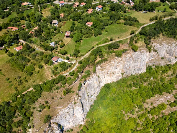 Aerial View Iskar River Gorge Village Zasele Balkan Mountains Bulgaria — Fotografia de Stock