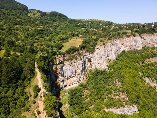 Aerial View Iskar River Gorge Village Zasele Balkan Mountains Bulgaria — Fotografia de Stock