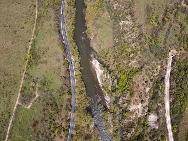Increíble Vista Aérea Del Río Struma Pasando Por Garganta Kresna — Foto de Stock