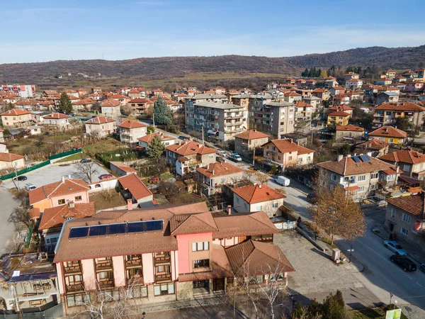 Vista Aérea Incrível Cidade Bratsigovo Região Pazardzhik Bulgária — Fotografia de Stock