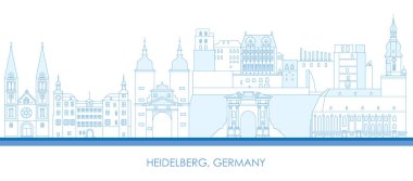 Almanya 'nın Heidelberg şehrinin Skyline ana hatları - vektör illüstrasyonu