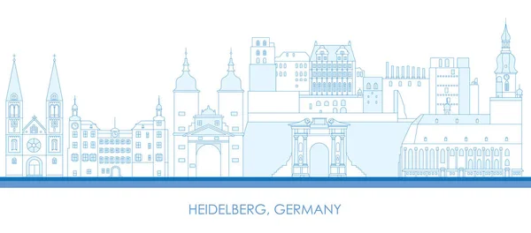 Outline Skyline Panorama City Heidelberg Germany Vector Illustration —  Vetores de Stock