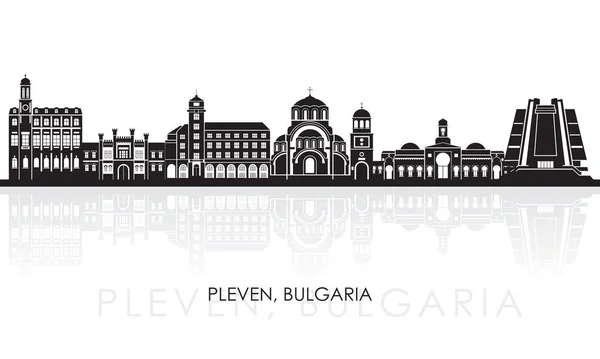 Cartoon Skyline Πανόραμα Της Πόλης Του Πλέβεν Βουλγαρία Διανυσματική Απεικόνιση — Διανυσματικό Αρχείο