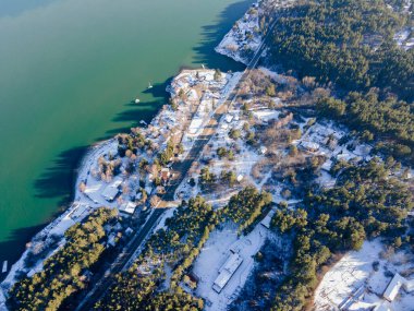 Bulgaristan 'ın Sofya kenti yakınlarındaki Iskar Barajı' nın hava manzarası