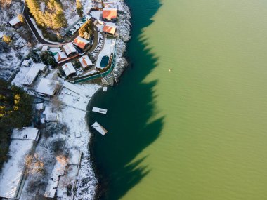 Bulgaristan 'ın Sofya kenti yakınlarındaki Iskar Barajı' nın hava manzarası