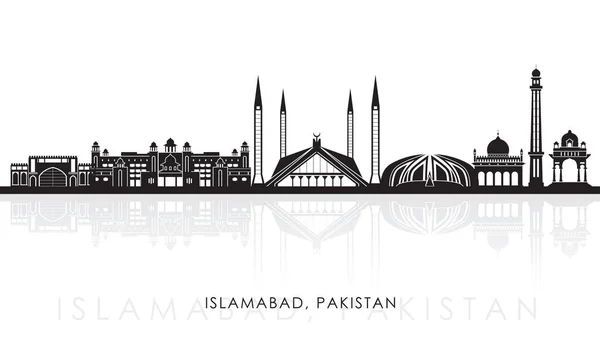 Silhouette Skyline Panorama Ciudad Islamabad Pakistán Ilustración Vectorial — Vector de stock