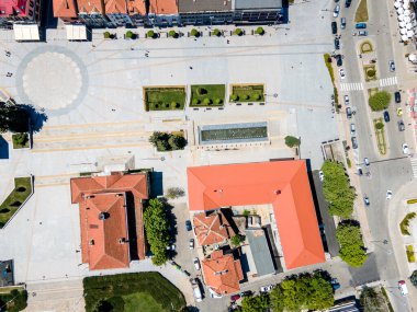 Bulgaristan 'ın Pazardzhik bölgesinin tarihi Panagyurishte kasabasının hava manzarası