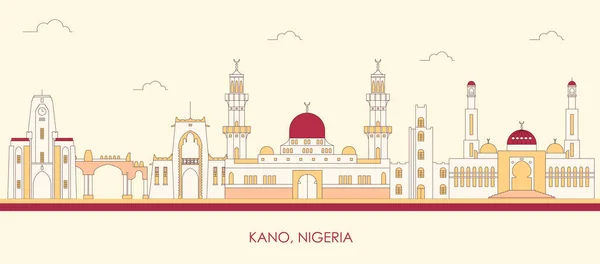 Cartoon Skyline Panorama City Kano Nigeria Vector Illustration — стоковий вектор