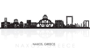 Yunanistan, Cyclades Adaları, Naxos 'un siluet Skyline panoraması - vektör illüstrasyonu