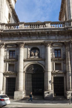 Madrid, İspanya - 23 Ocak 2018: bucak Our Lady iyi tavsiye kilise Madrid şehir, İspanya görünümünü şaşırtıcı