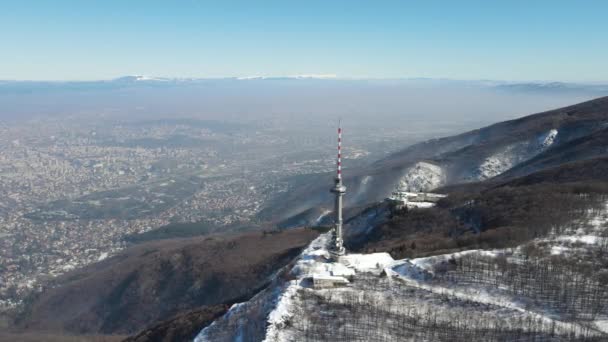 Зимний Вид Высоты Птичьего Полета Гору Витоша Районе Копитото Софийский — стоковое видео