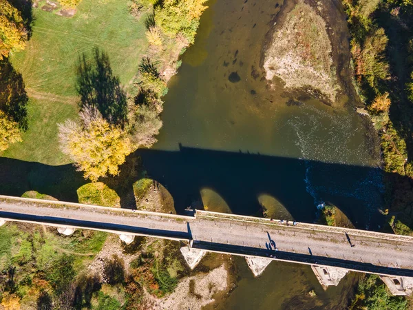 Veduta Aerea Del Ponte Ottocentesco Sul Fiume Yantra Noto Come — Foto Stock