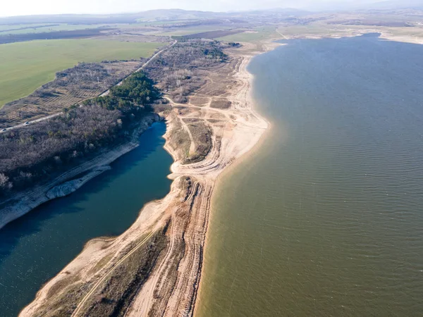 Uitzicht Vanuit Lucht Het Stuwmeer Van Pyasachnik Zandsteen Berg Sredna — Stockfoto