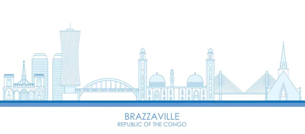 Περίγραμμα Πανόραμα Skyline Της Brazzaville Δημοκρατία Του Κονγκό Εικονογράφηση Φορέα — Διανυσματικό Αρχείο