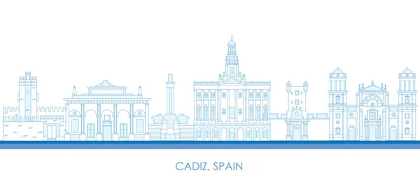 Aperçu Panorama Skyline Cadix Andalousie Espagne Illustration Vectorielle — Image vectorielle