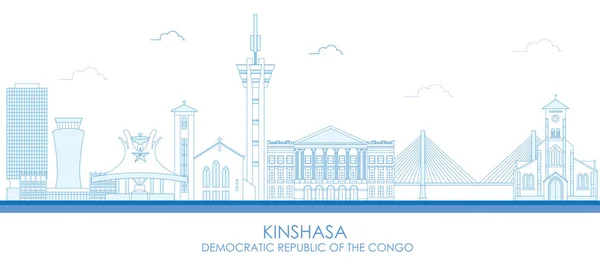 Περίγραμμα Πανόραμα Skyline Της Κινσάσα Λαϊκή Δημοκρατία Του Κονγκό Εικονογράφηση — Διανυσματικό Αρχείο