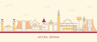 Cartoon Skyline panorama of city of Accra, Ghana - vector illustration