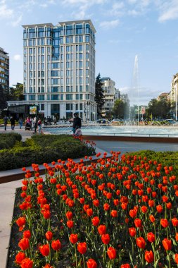 SOFYA, BULGARIA - 30 Nisan 2022: Bulgaristan 'ın Sofya kentindeki South Park' ın şaşırtıcı bahar manzarası