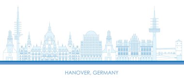 Almanya 'nın Hanover şehrinin Skyline ana hatları - vektör illüstrasyonu