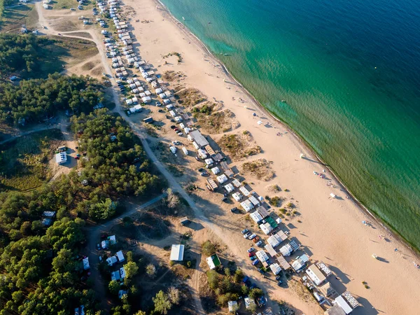 Légi Kilátás Gradina Kert Strand Közelében Város Sozopol Burgasz Régió — Stock Fotó