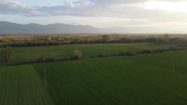 Vista Aérea Del Río Vacha Vertiendo Río Maritsa Cerca Ciudad — Vídeos de Stock