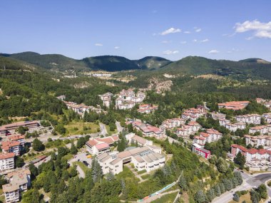 Bulgaristan 'ın Smolyan kentinin şaşırtıcı hava manzarası