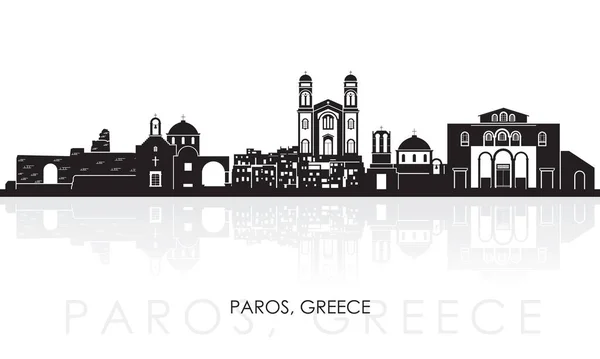 Silhouette Skyline Panorama Paros Island Cyclades Greece Vector Illustration — Διανυσματικό Αρχείο