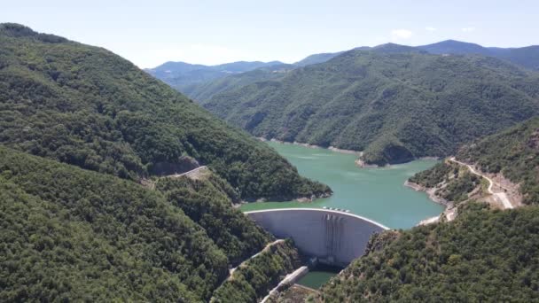 Luftaufnahme Des Tsankov Kamak Reservoir Smolyan Region Bulgarien — Stockvideo