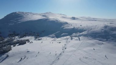 Bulgaristan 'ın Sofya Şehir Bölgesi, Vitosha Dağı' nın Hava Kış Manzarası