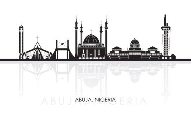 Nijerya 'nın Abuja kentinin siluet Skyline panoraması - vektör illüstrasyonu
