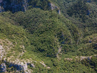 Amazing Aerial panorama of  Rhodope Mountains near The Red Wall peak, Plovdiv Region, Bulgaria