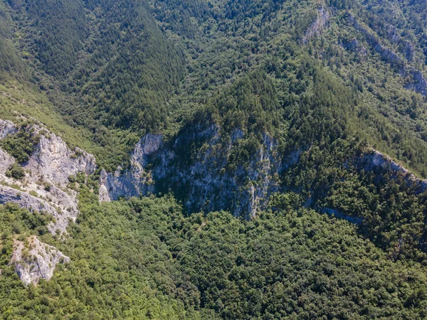 Panorama Aéreo Incrível Das Montanhas Rhodope Perto Pico Muralha Vermelha — Fotografia de Stock