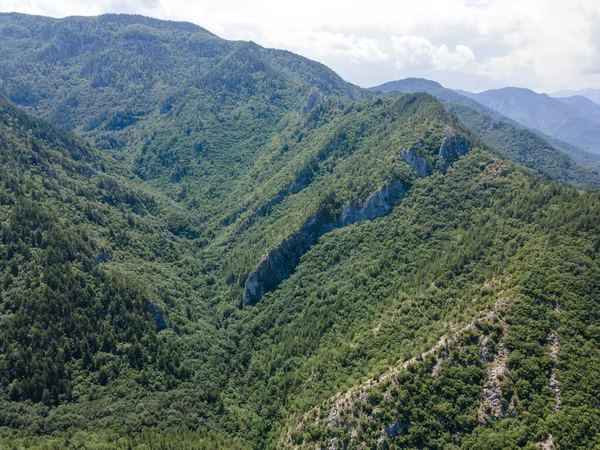 Incredibile Panorama Aereo Delle Montagne Rodopi Vicino Alla Cima Del — Foto Stock