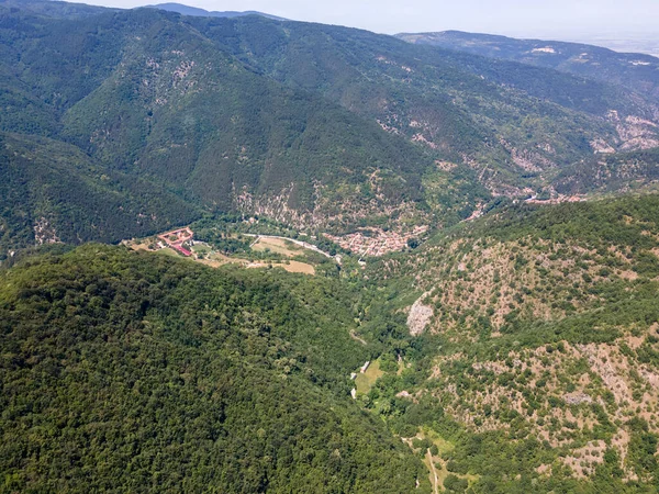 Incroyable Panorama Aérien Des Rhodopes Près Sommet Mur Rouge Région — Photo