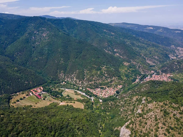 Úžasné Letecké Panorama Rhodopských Hor Poblíž Vrcholu Červené Zdi Plovdivský — Stock fotografie