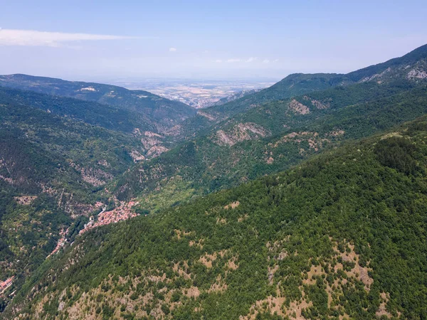 Incredibile Panorama Aereo Delle Montagne Rodopi Vicino Alla Cima Del — Foto Stock