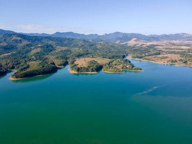 Bulgaristan 'ın Sopot Reservoir, Lovech Bölgesinin hava manzarası